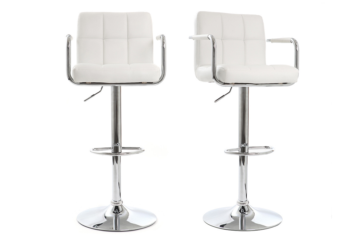 Lot de 2 tabourets de bar design blancs WILLORD
