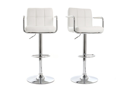 Lot de 2 tabourets de bar design blancs WILLORD