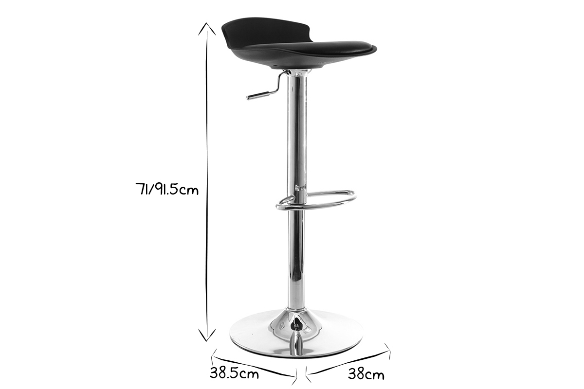 Lot de 2 tabourets de bar design noir NOVA