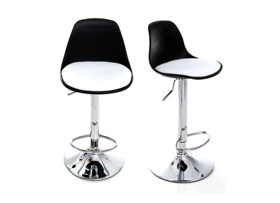 Lot de 2 tabourets de bar design noirs et blancs STEEVY