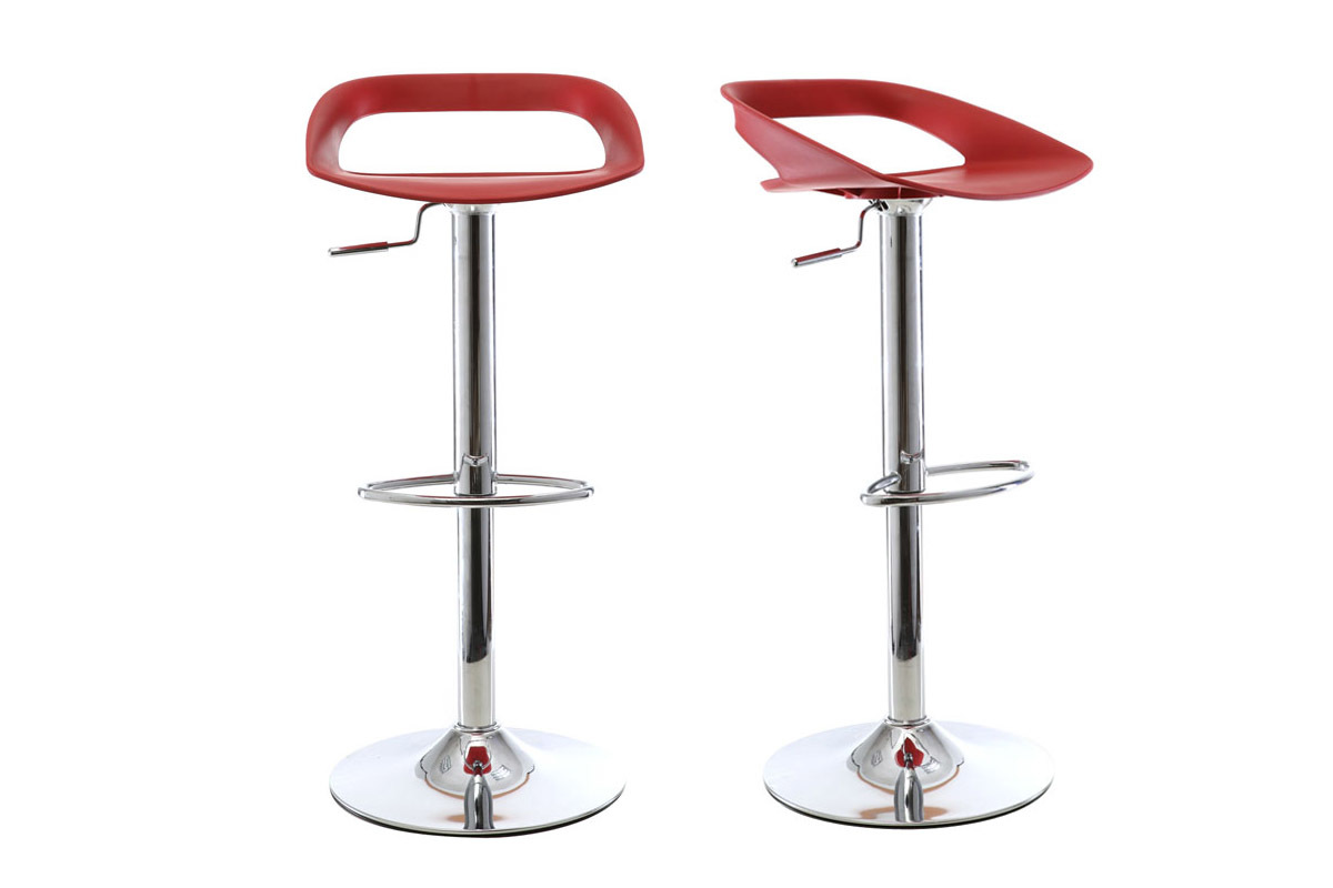 Lot de 2 tabourets de bar design rouge PHENIX