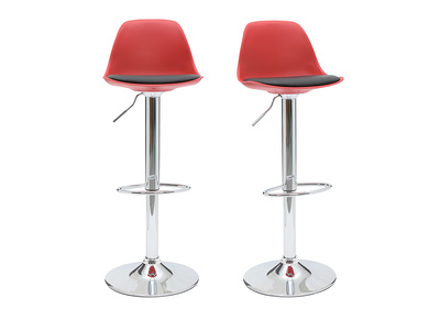 Lot de 2 tabourets de bar design rouges et noirs STEEVY