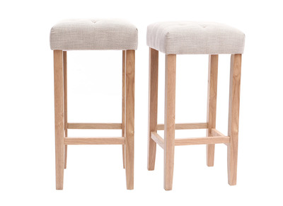 Lot de 2 tabourets de bar tissu beige naturel H75cm RIVOLI