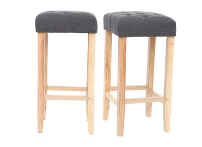 Lot de 2 tabourets de bar tissu gris fonc&eacute; H75cm RIVOLI