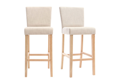 Lot de 2 tabourets de bar tissu naturel H75cm EDGAR