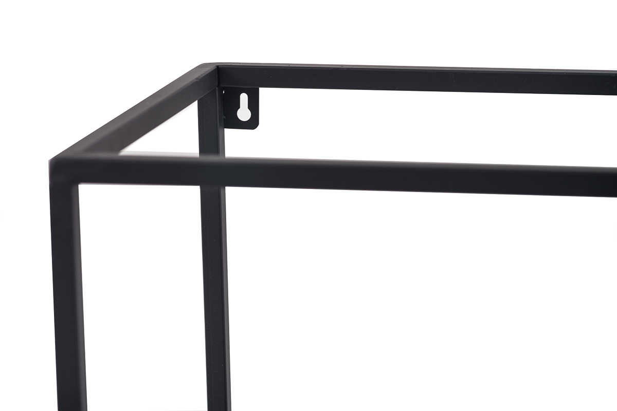 Lot de 3 �tag�res murales rectangle m�tal noir KARL