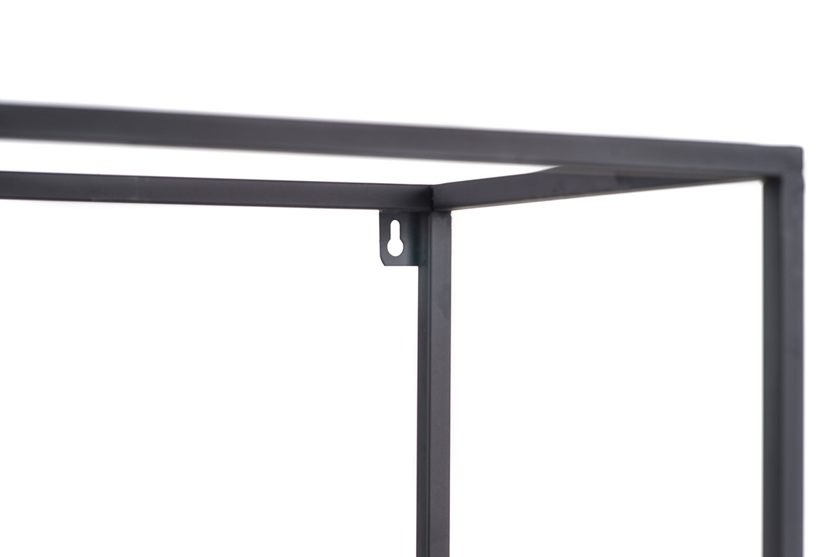 Lot de 3 �tag�res murales rectangles m�tal noir et manguier YPSTER