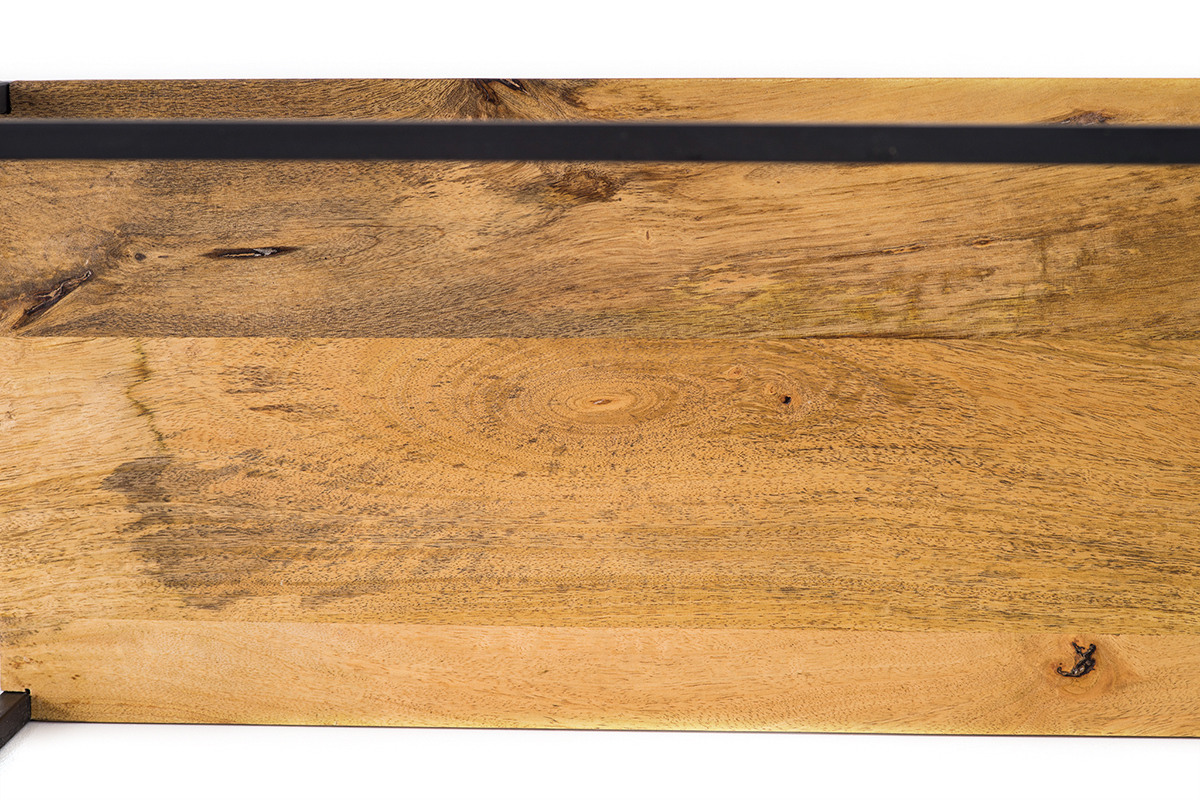 Lot de 3 �tag�res murales rectangles m�tal noir et manguier YPSTER