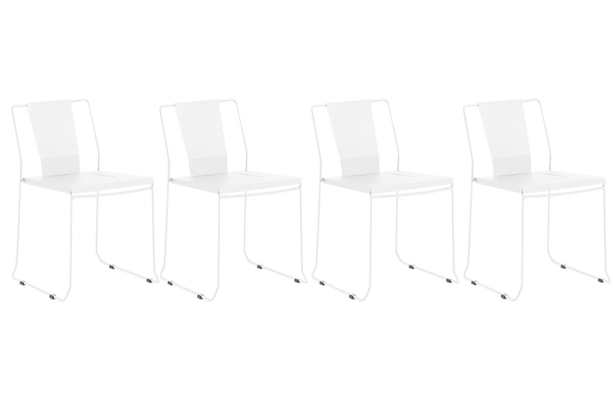 Lot de 4 chaises d'ext�rieur design m�tal blanc TENERIFE
