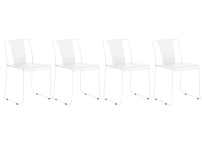 Lot de 4 chaises d'ext&eacute;rieur design m&eacute;tal blanc TENERIFE
