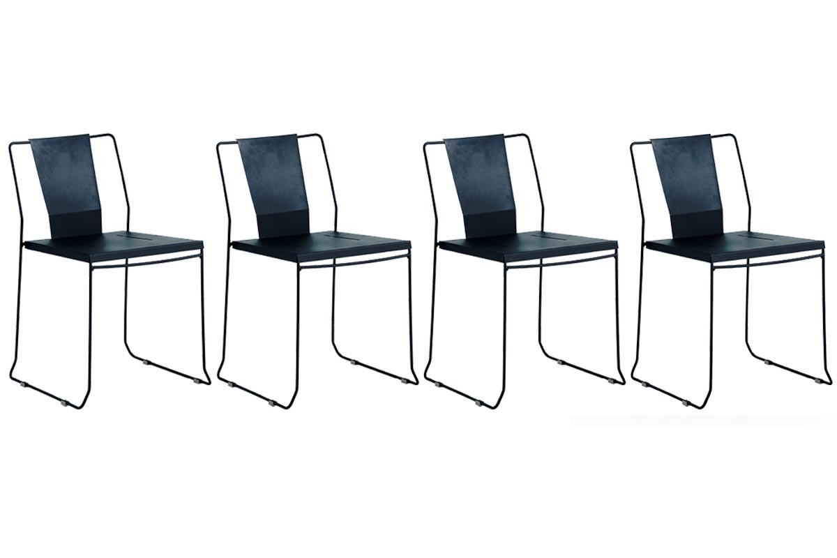 Lot de 4 chaises d'ext�rieur design m�tal noir TENERIFE