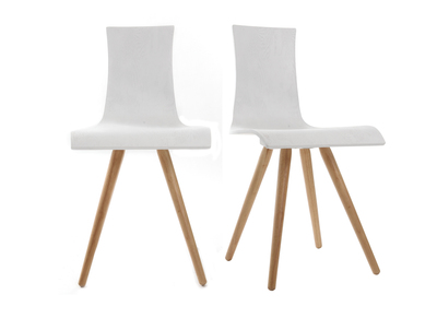 Lot de deux chaises bois, assise blanche - BALTIK