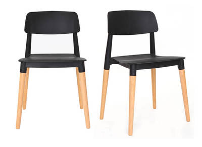 Lot de deux chaises design scandinave noires GILDA