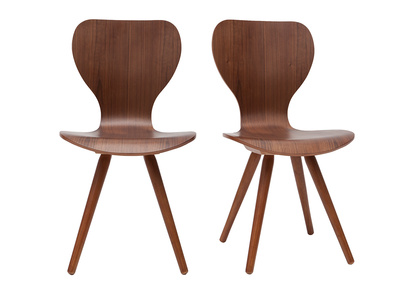 Lot de deux chaises style scandinave en noyer naturel NORDECO