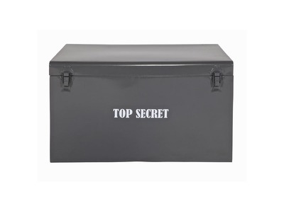 Malle de rangement design m&eacute;tal gris MILIT