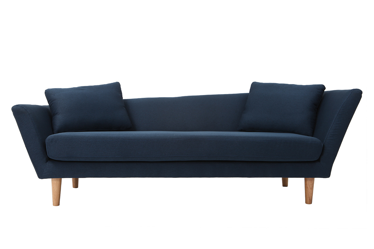 M�ridienne 3 places bleu pieds bois ch�ne NARA