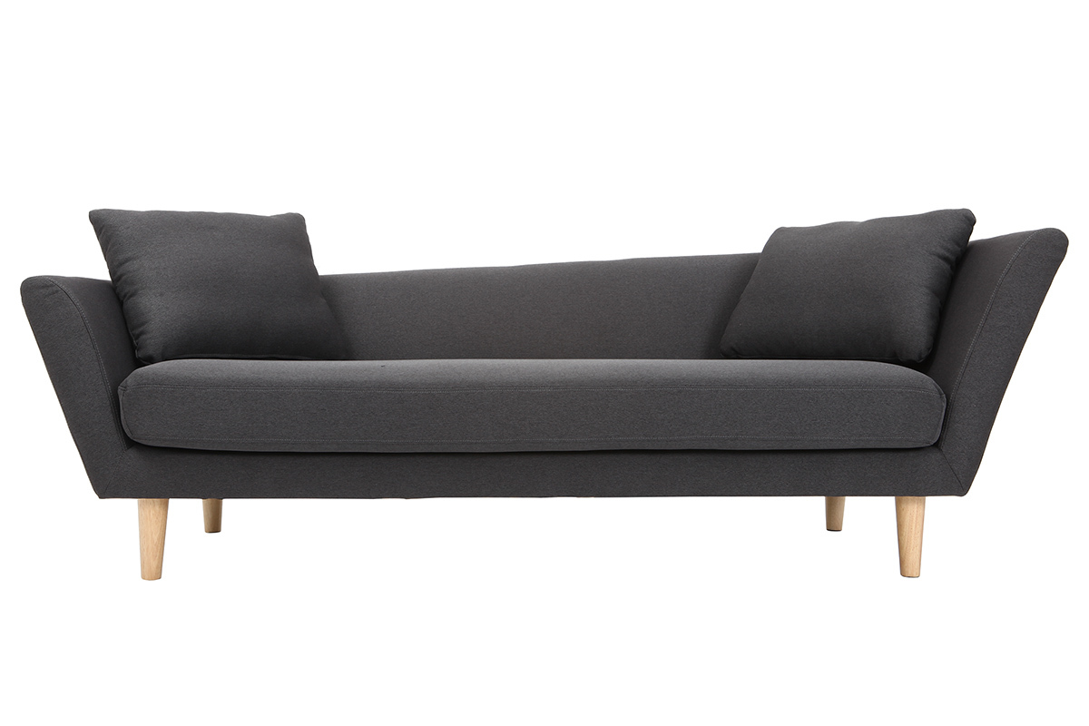 M�ridienne 3 places gris anthracite  pieds bois ch�ne NARA