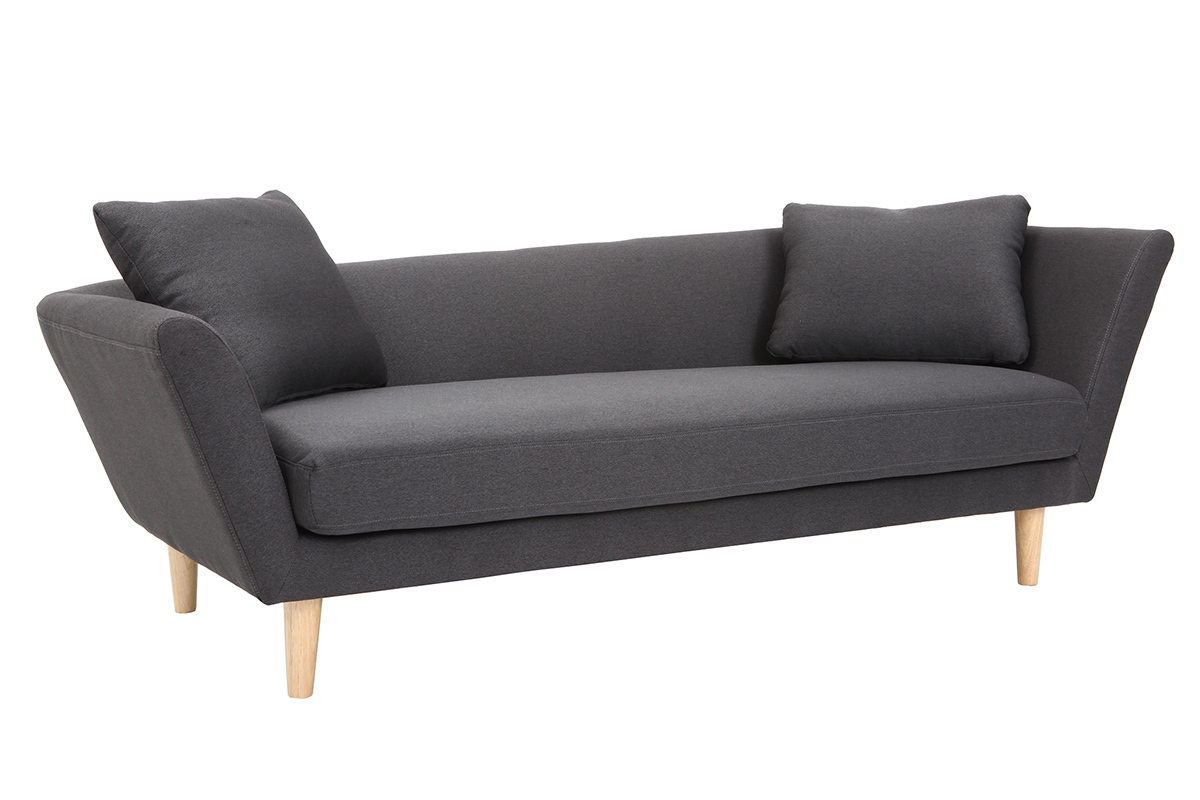 M�ridienne 3 places gris anthracite  pieds bois ch�ne NARA