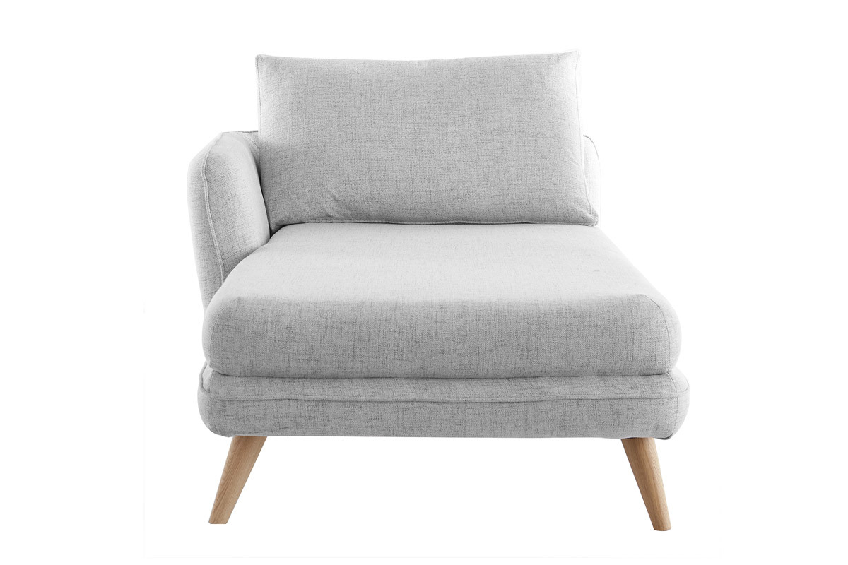 Méridienne angle gauche scandinave en tissu gris clair chiné et bois clair CREEP