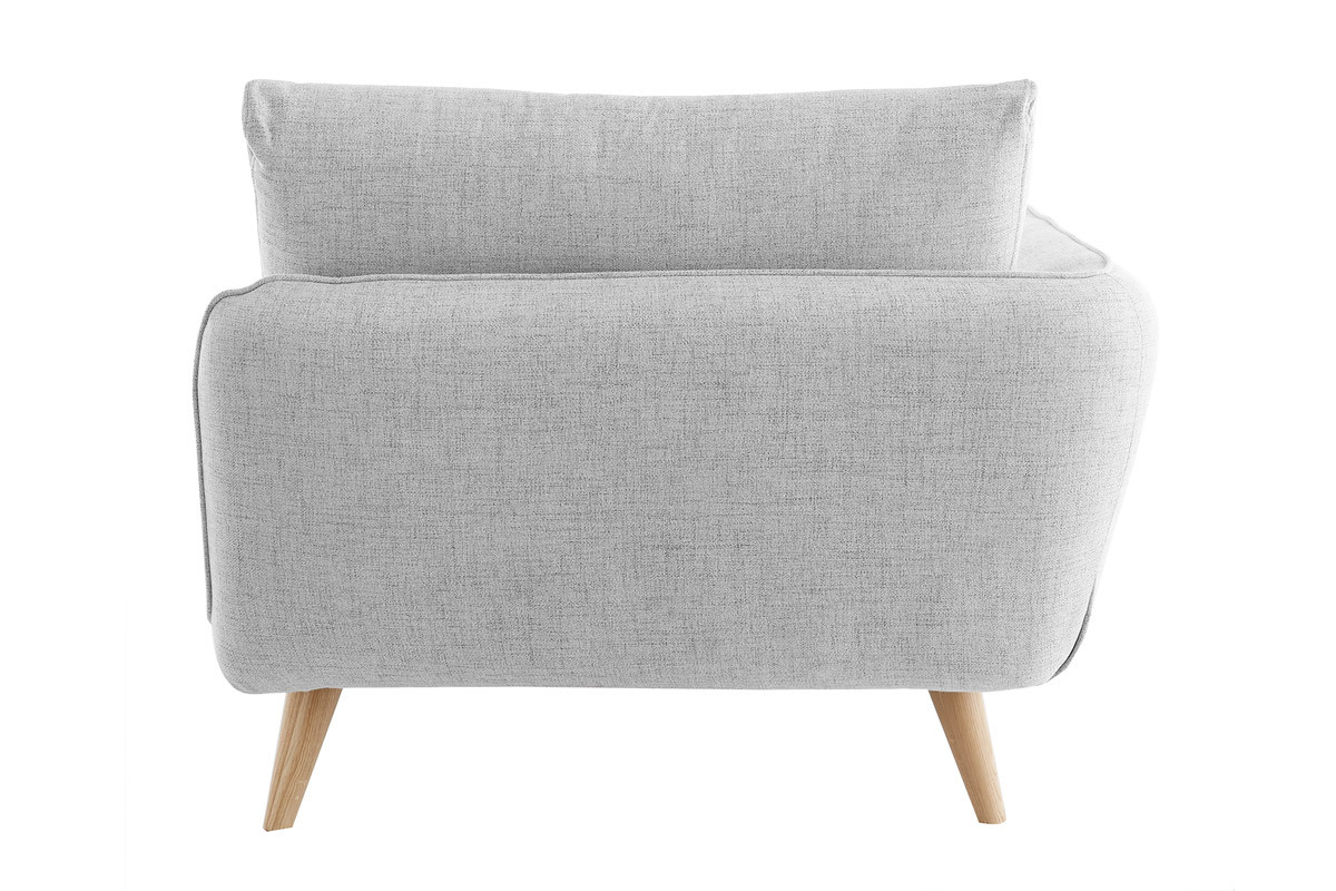 Méridienne angle gauche scandinave en tissu gris clair chiné et bois clair CREEP