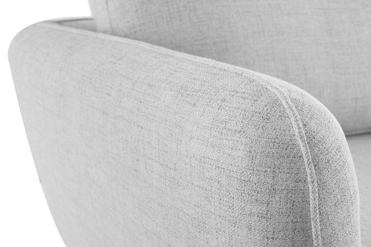 Méridienne angle gauche scandinave en tissu gris clair chiné et bois clair CREEP