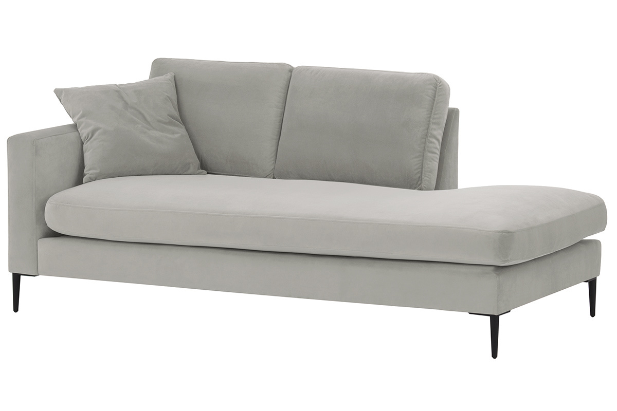 M�ridienne en velours gris clair COZY