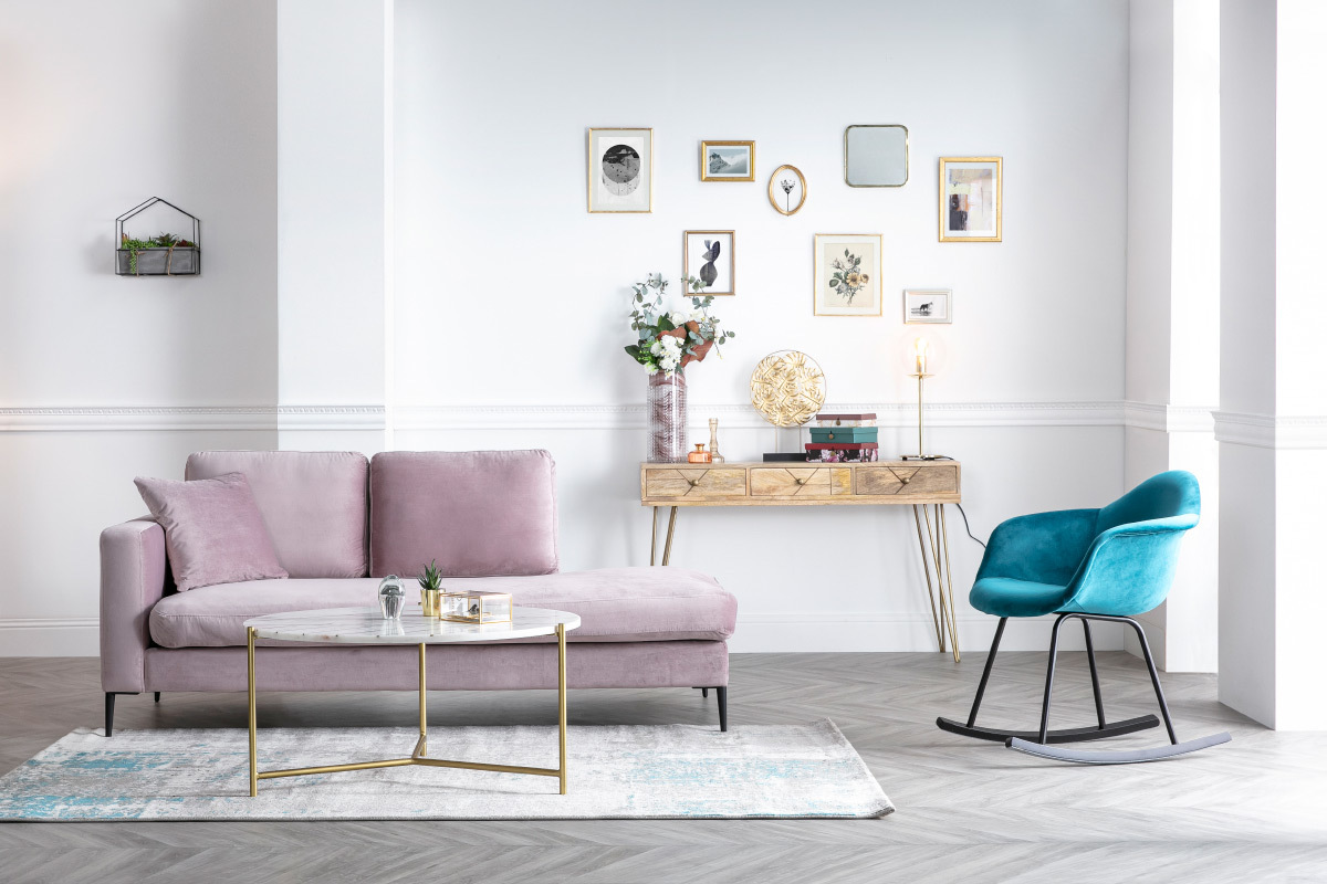 M�ridienne en velours rose COZY