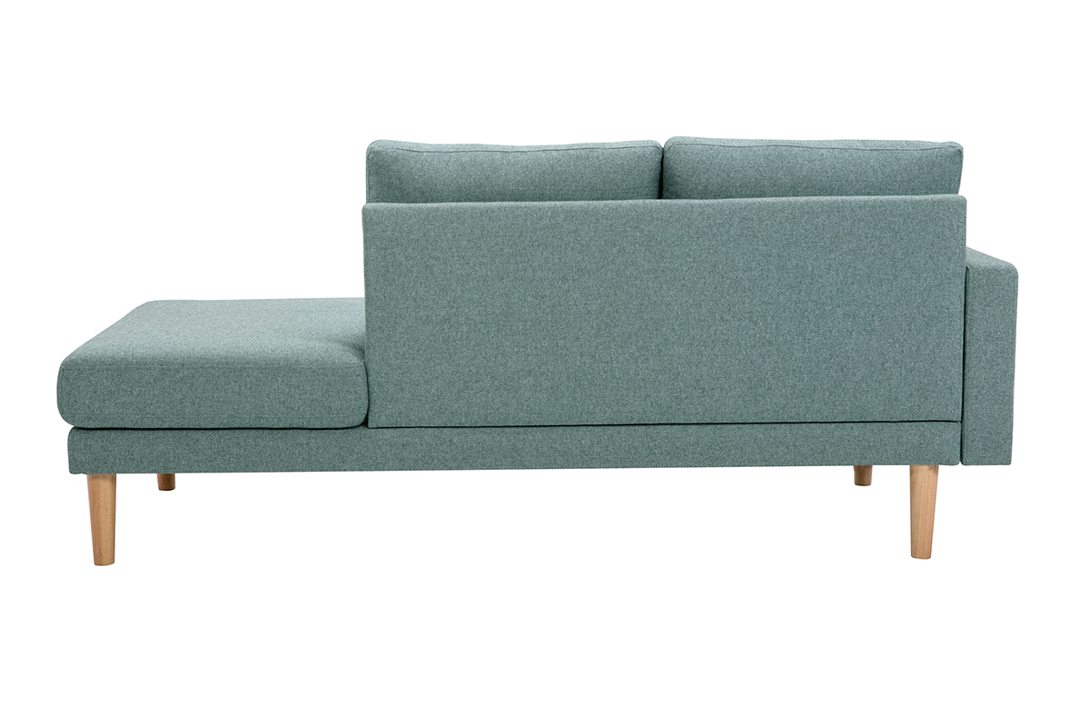 Mridienne scandinave en tissu vert de gris et bois clair massif L190 cm BERTILLE