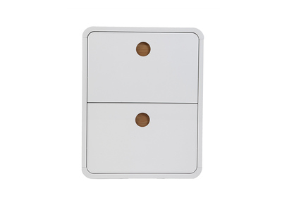 Meuble &agrave; chaussures 2 tiroirs blanc brillant et fr&ecirc;ne KOPEN