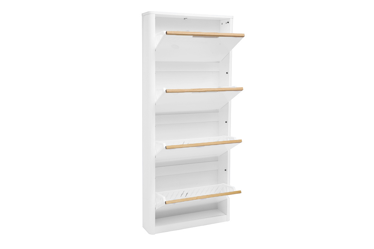 Meuble  chaussures 4 portes finition blanc laqu brillant L68 cm KIRK