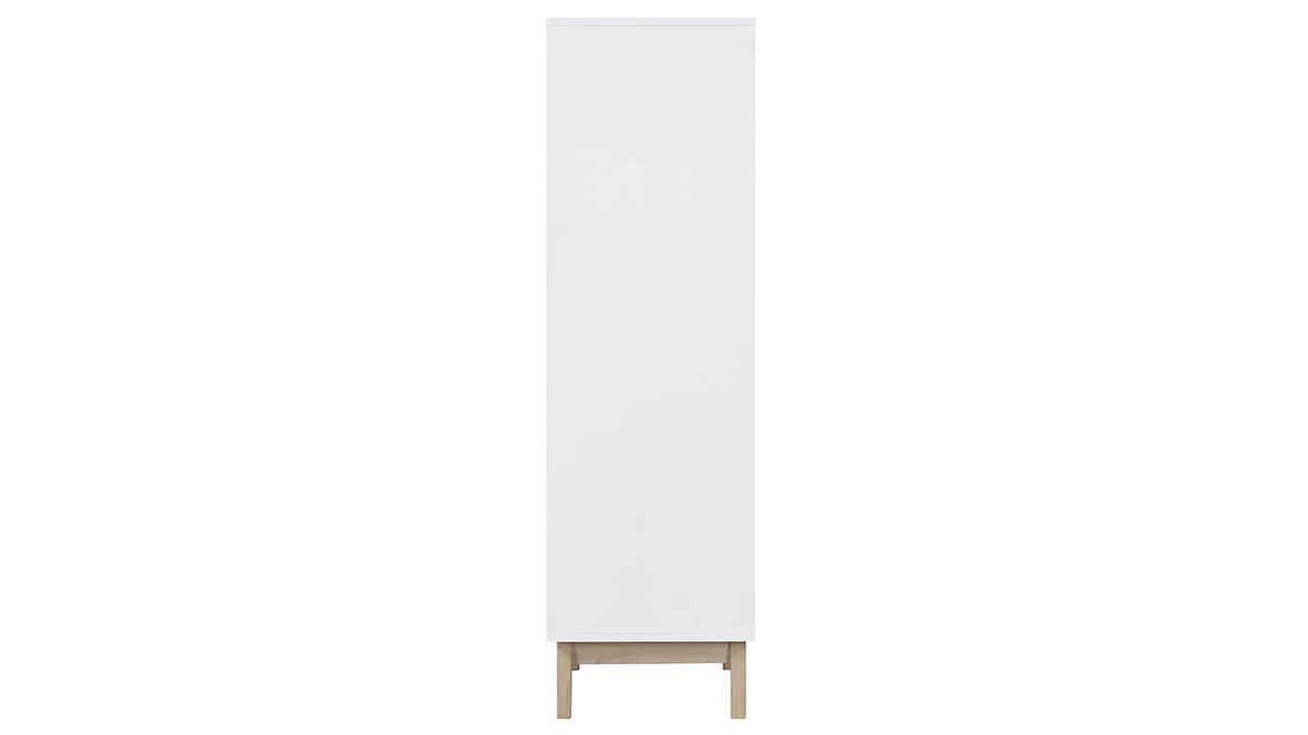 Meuble de rangement haut blanc et bois clair 3 portes L60 cm LEENA