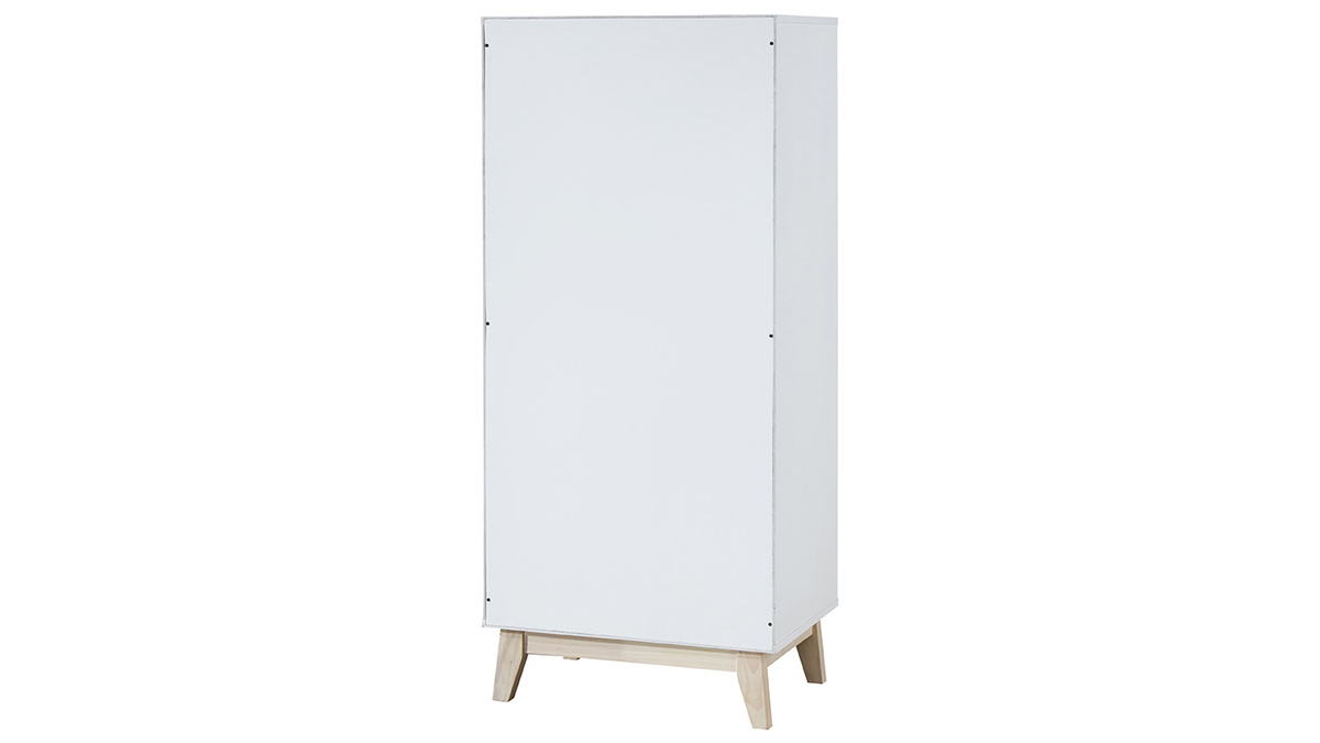 Meuble de rangement haut blanc et bois clair 3 portes L60 cm LEENA