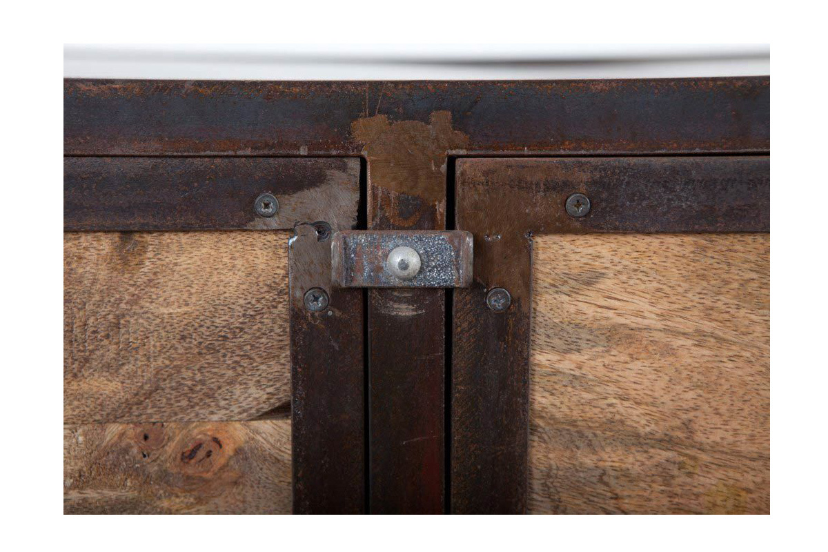 Meuble de rangement industriel en m�tal et bois de manguier INDUSTRIA