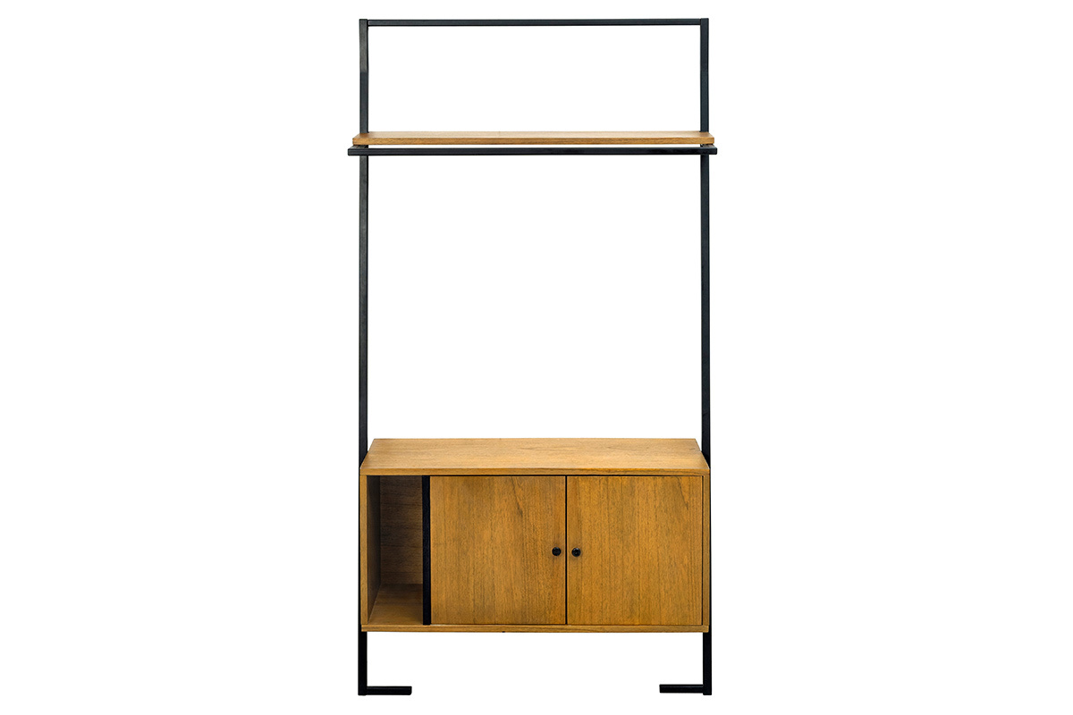 Meuble de rangement vintage bois et mtal noir SERAH