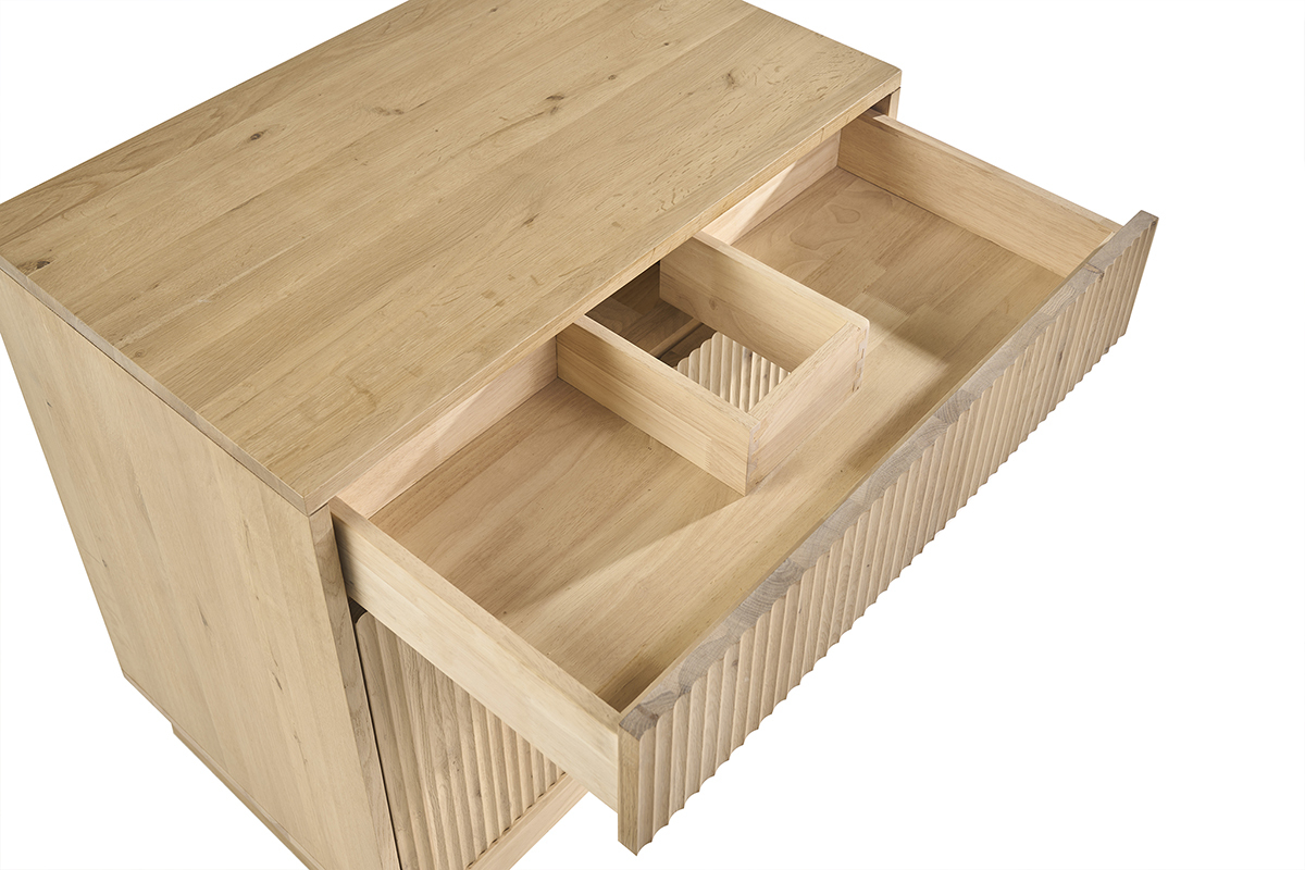 Meuble de salle de bain en bois ch�ne massif L80 cm ALISTAIR