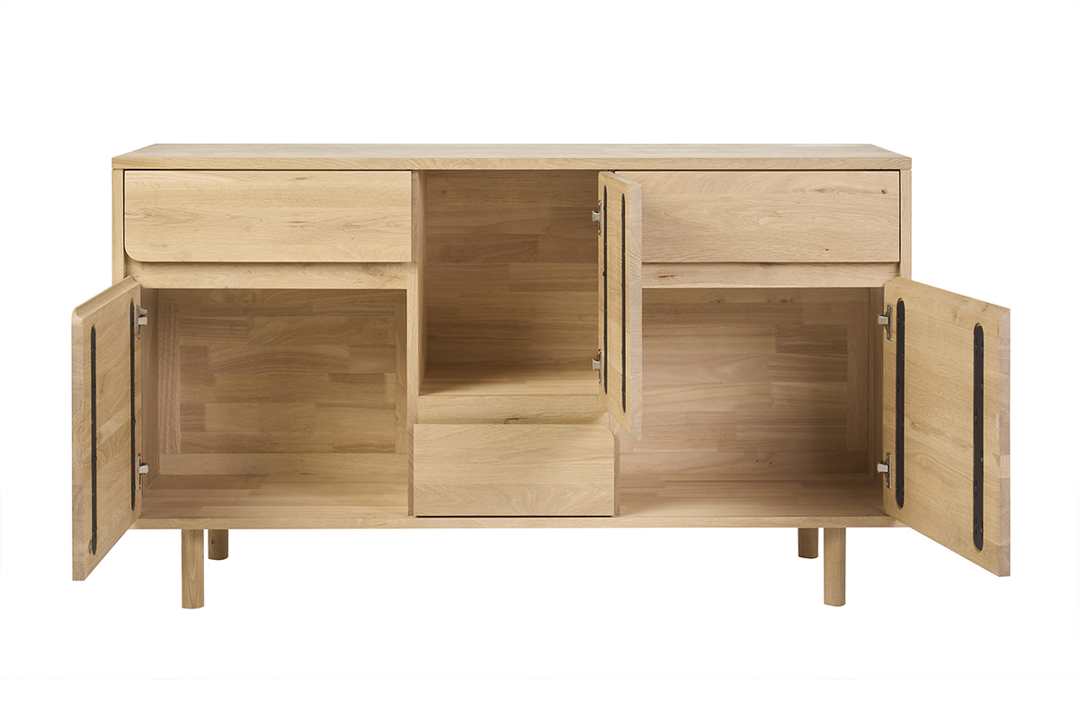 Meuble de salle de bain en bois clair ch�ne massif L140 cm SINCLAIR