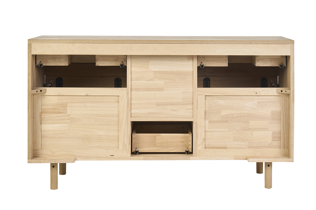 Meuble de salle de bain en bois clair ch�ne massif L140 cm SINCLAIR