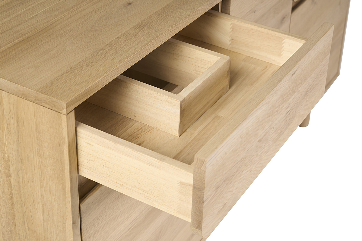 Meuble de salle de bain en bois clair ch�ne massif L140 cm SINCLAIR