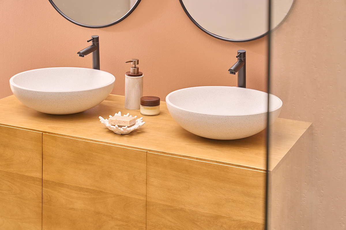 Meuble de salle de bain en bois manguier massif L120 cm YPSTER