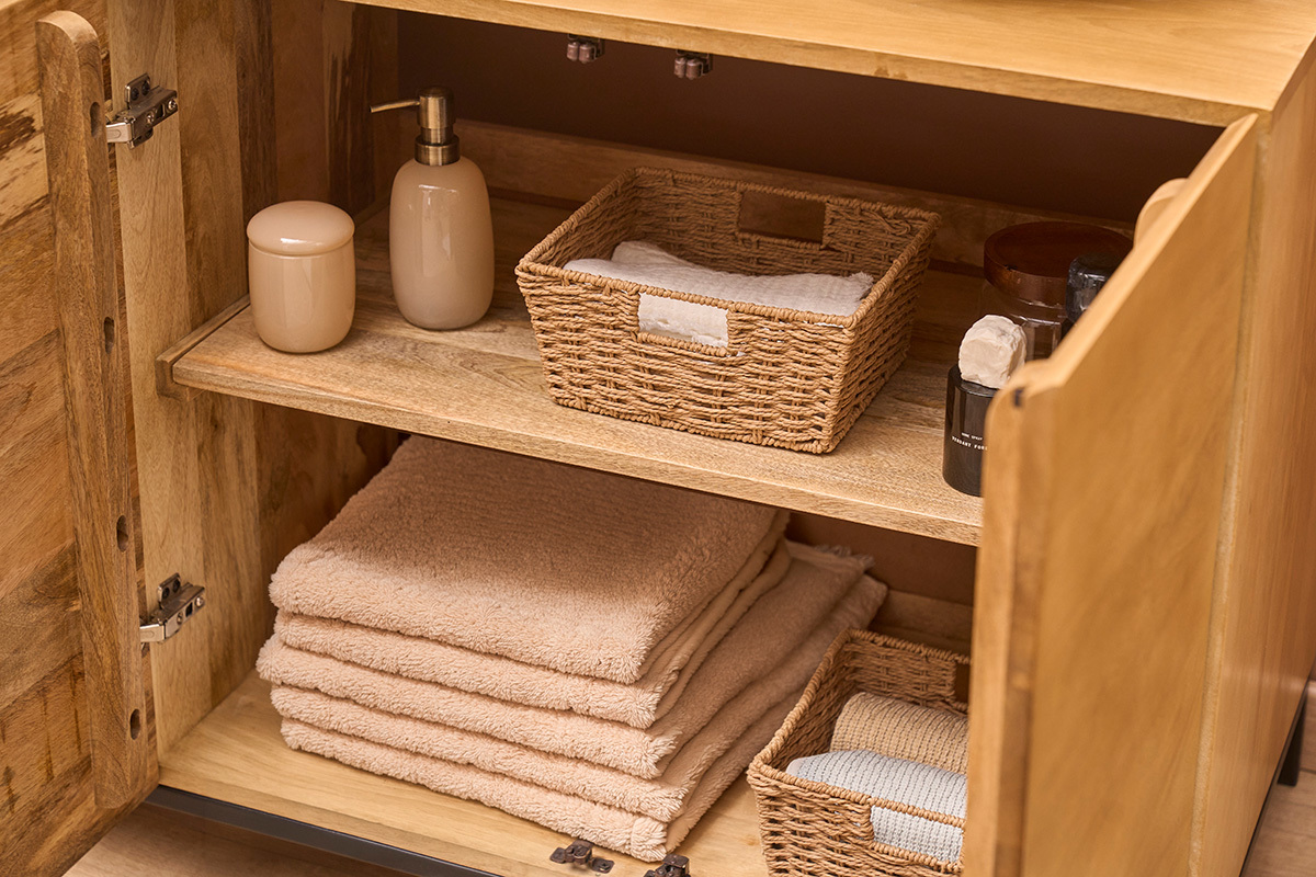 Meuble de salle de bain en bois manguier massif L80 cm YPSTER