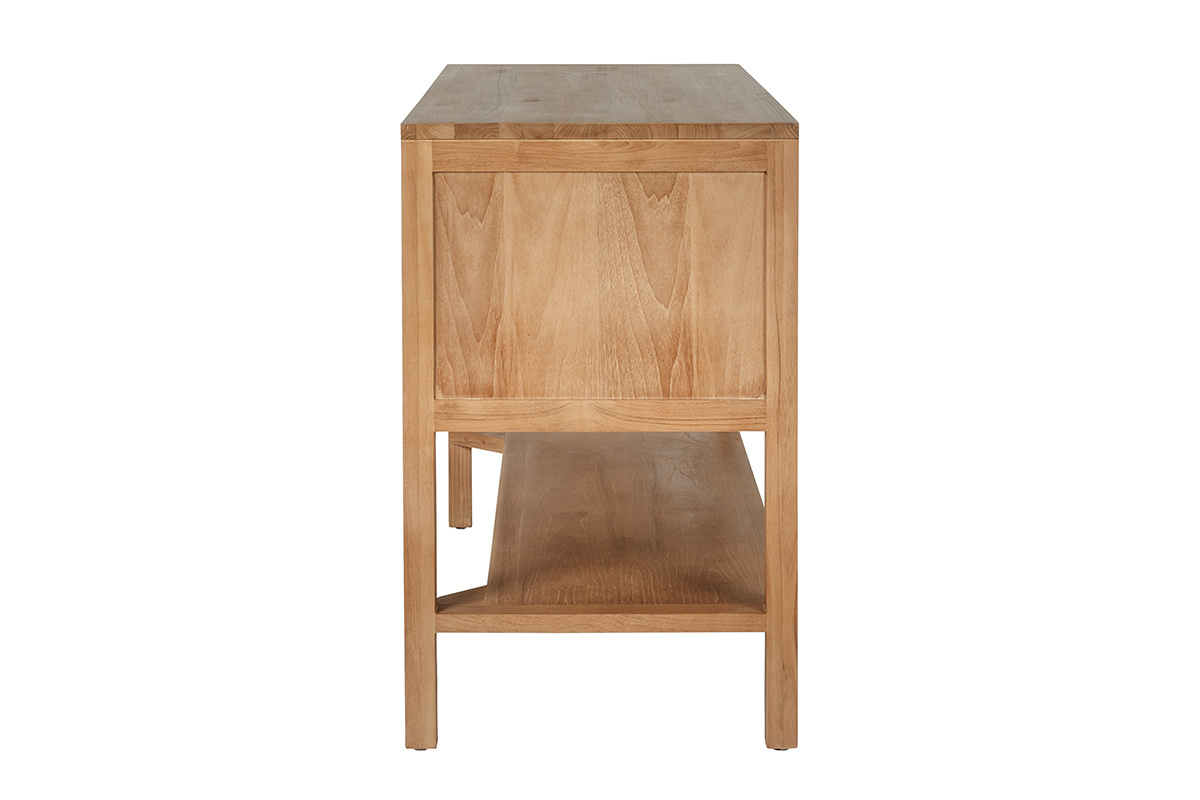 Meuble de salle de bain en bois teck massif et cannage rotin L120 cm RIVO
