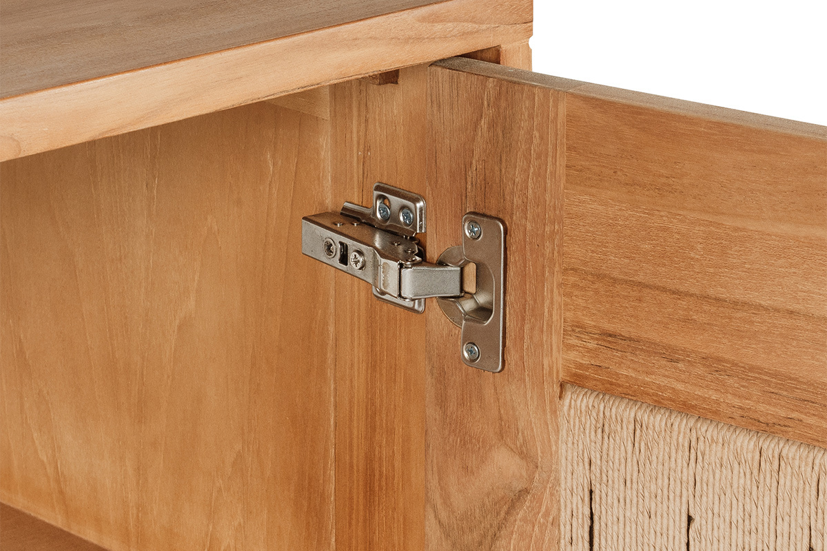 Meuble de salle de bain en bois teck massif et corde tress�e L120 cm MOSSA