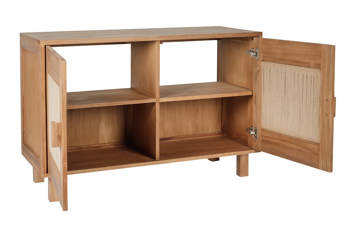 Meuble de salle de bain en bois teck massif et corde tress�e L120 cm MOSSA
