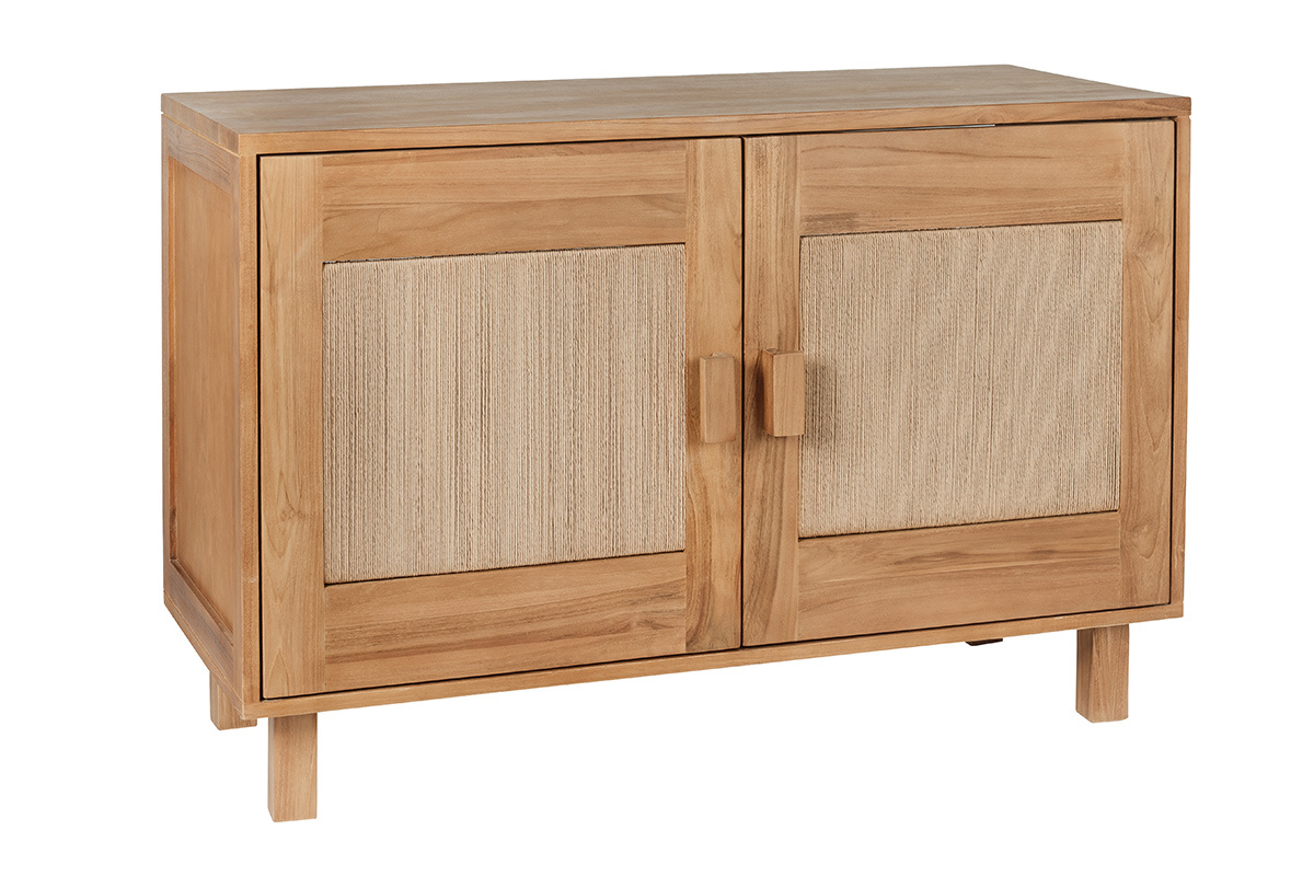 Meuble de salle de bain en bois teck massif et corde tress�e L120 cm MOSSA
