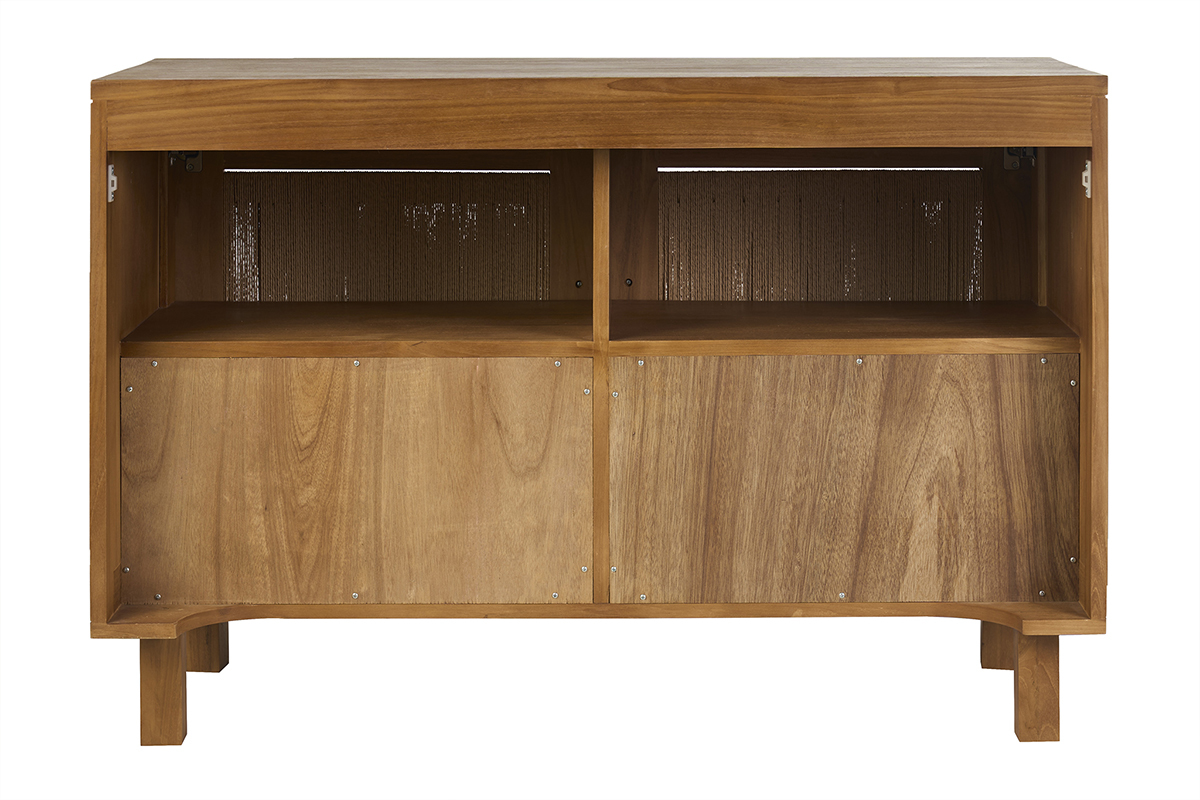 Meuble de salle de bain en bois teck massif et corde tress�e L120 cm MOSSA