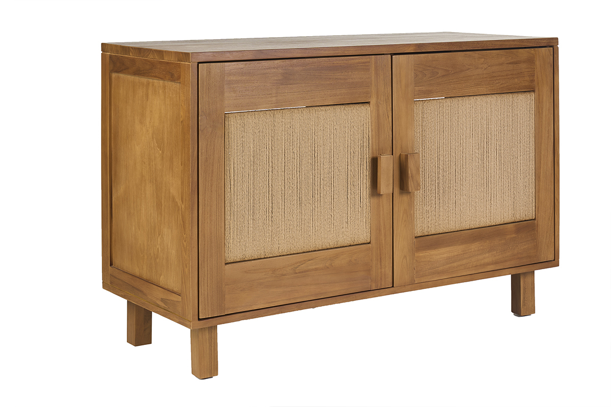 Meuble de salle de bain en bois teck massif et corde tress�e L120 cm MOSSA