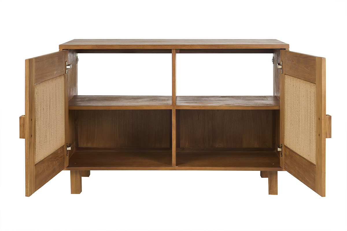 Meuble de salle de bain en bois teck massif et corde tress�e L120 cm MOSSA