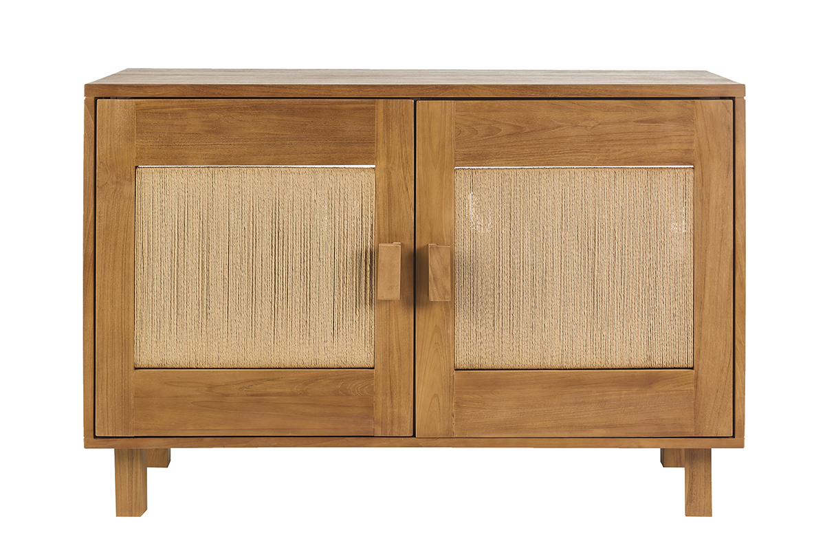 Meuble de salle de bain en bois teck massif et corde tress�e L120 cm MOSSA