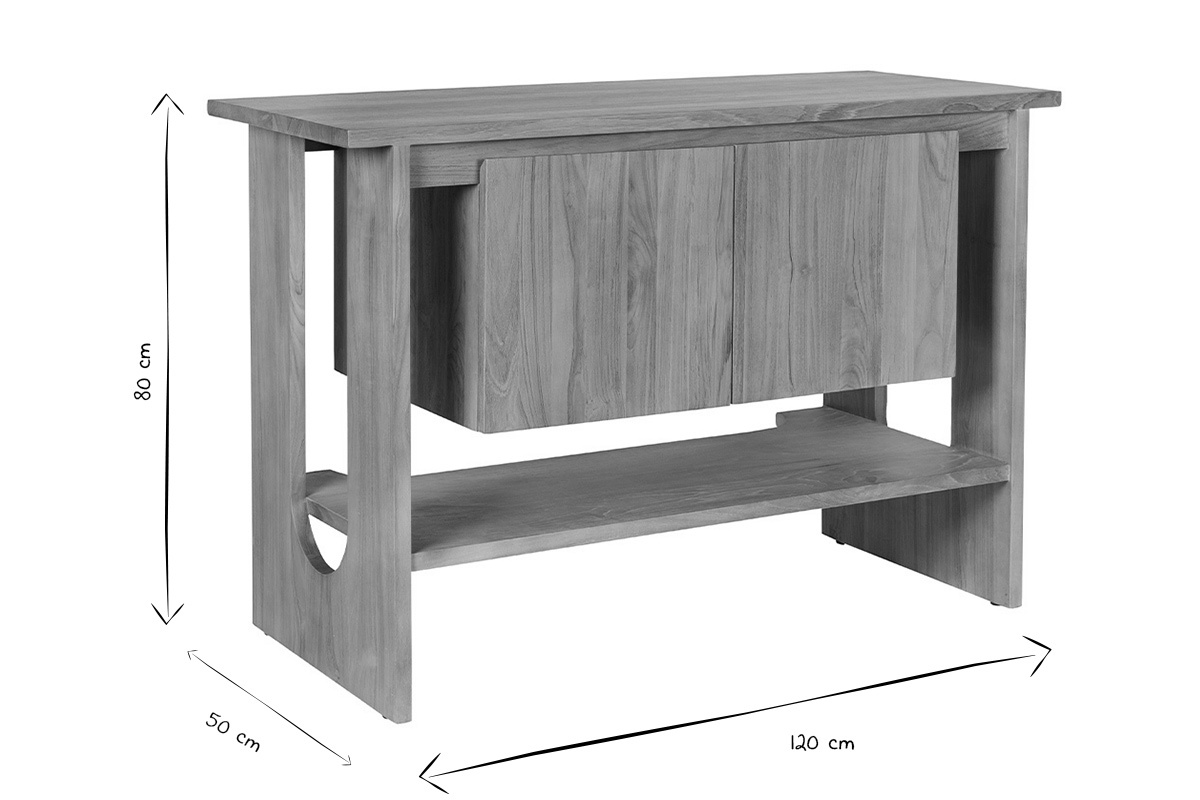 Meuble de salle de bain en bois teck massif L120 cm ALBE