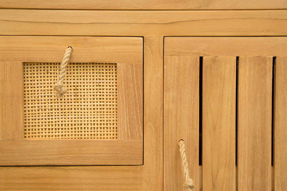 Meuble de salle de bain en teck double vasque (sans vasque) ARECA